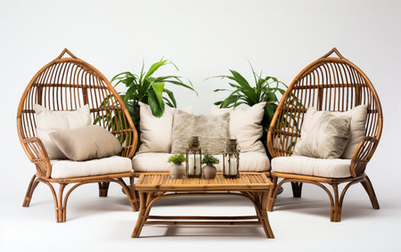 Bamboo Outdoor Lounge Set on a Transparent Backgroundの素材