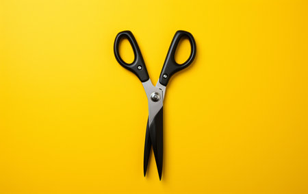 Black Scissors Tool Yellow Backgroundの素材