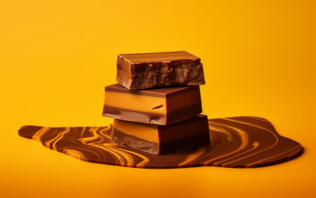 Gianduja Chocolate Against Yellow Backgroundの素材