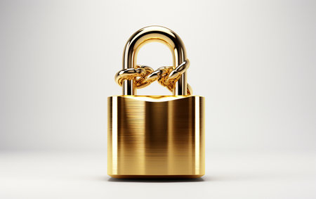 Gold Padlock on Whiteの素材