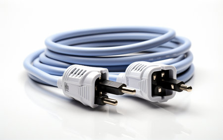 White Background Cable Mains Plug Imageの素材