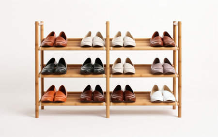 Bamboo Shoe Rack Isolated on a Transparent Canvasの素材