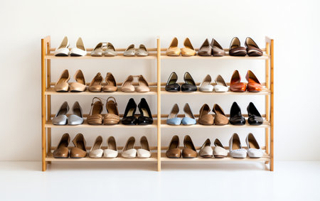 Bamboo Shoe Organizer on a See-Through Surfaceの素材