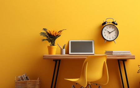 Yellow Background Wall-Mounted Corner Deskの素材