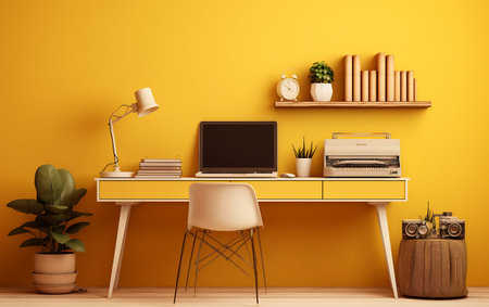 Minimalist Yellow Wall-Mounted Desktopの素材