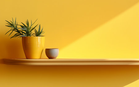 Yellow-Walled Space Enhanced by Corner Shelfの素材