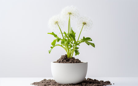 Dandelion Plant with White Backgroundの素材