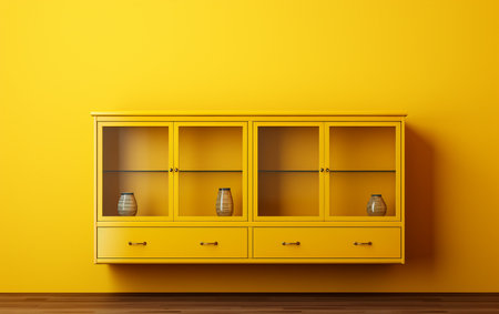 Yellow Background Wall-Mounted Display Cabinetの素材