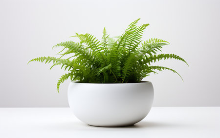 Fern Plant Seedling in a White Bowlの素材