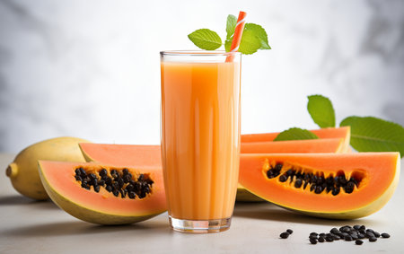 Papaya Juice White Backgroundの素材