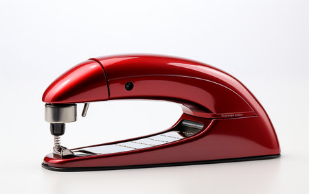 White Background Paper Sheets Red Staplerの素材