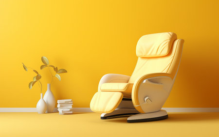 Yellow Wall Background for a Massage Chair Installationの素材
