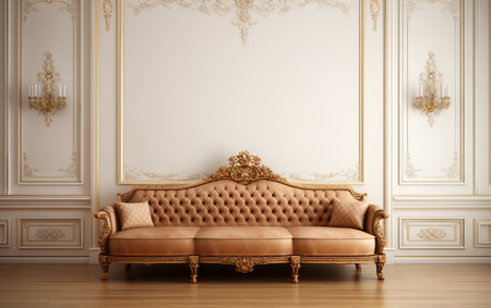 White Wall Elegance: A Formal Parlor Adorned with a Posh Sofaの素材