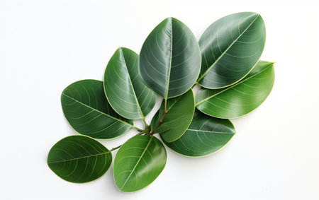 Rubber Leaf on a White Backgroundの素材