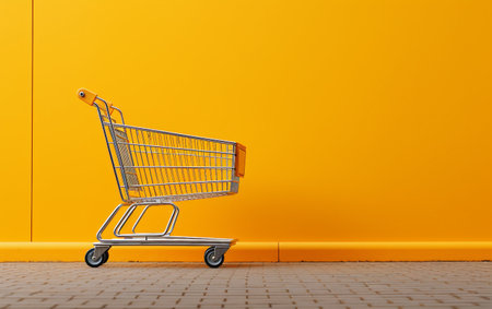 Trolley Cart Wall Yellow Backgroundの素材