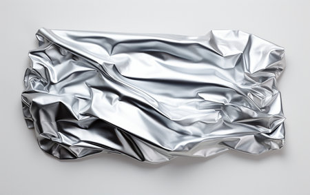 Crumpled Aluminum Foil on a Clear Backgroundの素材