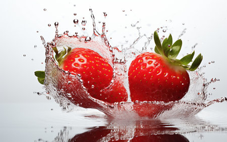 Strawberry with Splash on Transparent Backgroundの素材