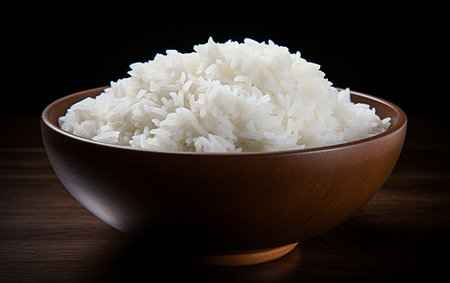 Bowl Holding White Rice on Bright Surfaceの素材