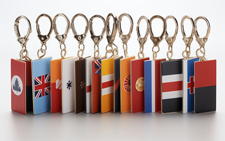 Keychain Chain Flags Keys White Backdropの素材