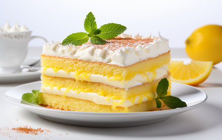 Lemon Cake on White Backgroundの素材
