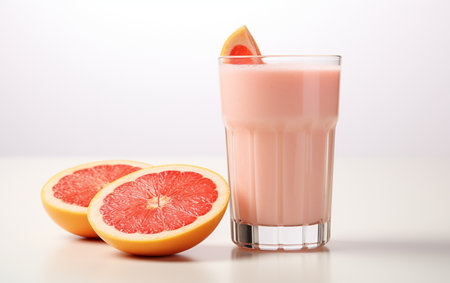Grapefruit Milkshake on White Backgroundの素材
