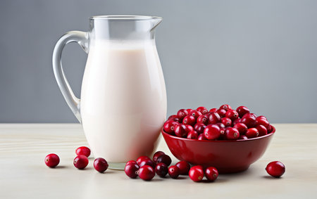 Cranberry with milk jug Transparent Backgroundの素材