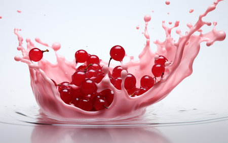 Milk Splash with Cranberry on Transparent Backgroundの素材