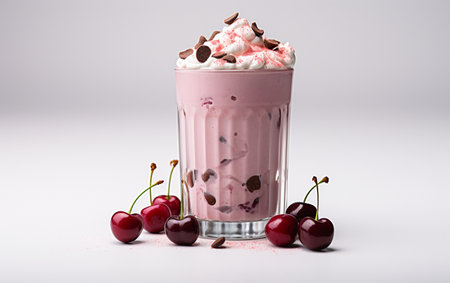 Milkshake with Cherry Clear Backgroundの素材