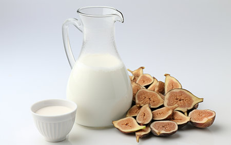 Dried Fig with Milk Jug on Transparent Backgroundの素材