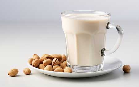 Macadamia Nut with Milk Transparent Backgroundの素材