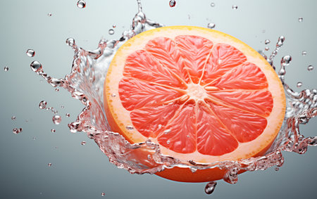 Grapefruit and Milk Splash on See-Through Surfaceの素材
