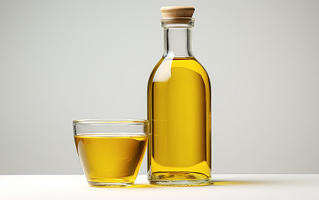 Olive Oil Display on a Pure White Backdropの素材