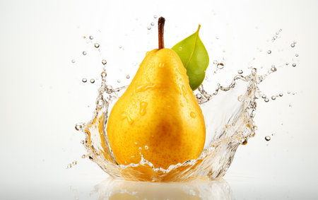 Pear Descending with Splash in Clear Isolationの素材