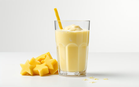 Star Fruit Smoothie on a Transparent Surfaceの素材