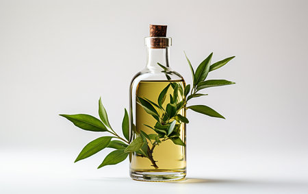 Tea Tree Oil Amidst a Clean Backgroundの素材