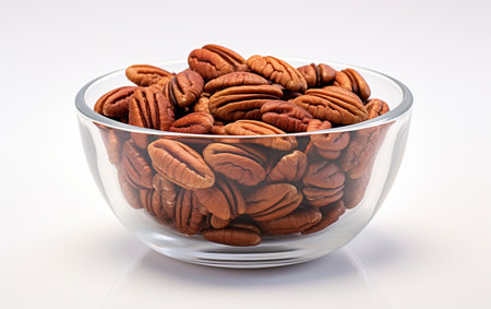 Pecan Elegance in a Transparent White Bowlの素材