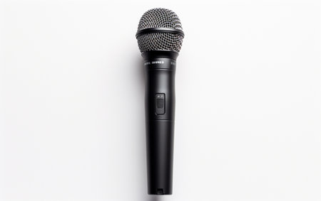 Black Microphone on a Clear Backgroundの素材