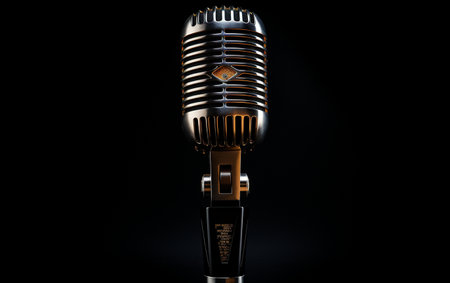 Black Microphone on Transparent Surfaceの素材