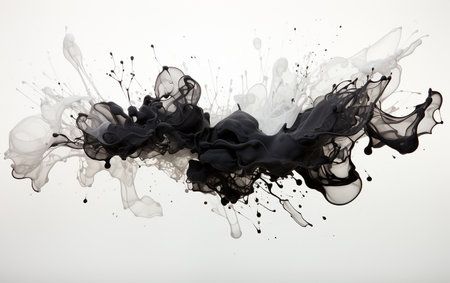Black Ink Splash on a Transparent Canvasの素材