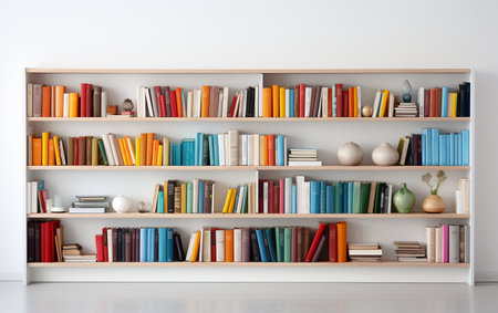 Bookshelf Revealed on a Clear Surfaceの素材