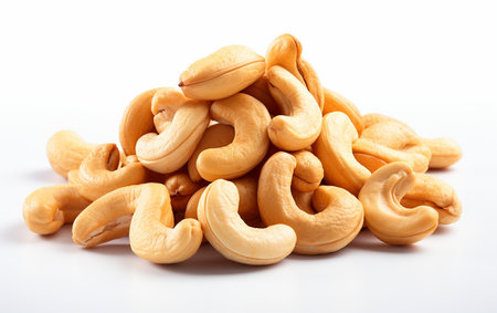 Cashew Nuts Unveiled on a Transparent Surfaceの素材