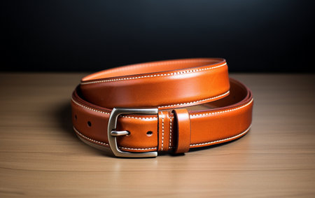 Classic Leather Belt on a Transparent Backgroundの素材