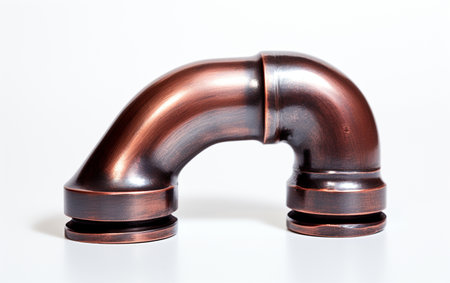 Copper-Nickel-Iron Elbow Isolated on Transparent Surfaceの素材