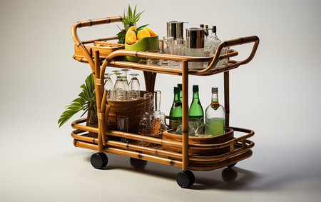 Bamboo Wine Cart on Clear Canvasの素材