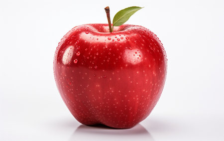 Red Apple Stands Alone on Transparent Surfaceの素材