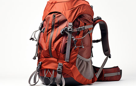 Hiking Day pack against a Clear Backdropの素材