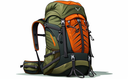 Hiking Day pack on a See-Through Surfaceの素材