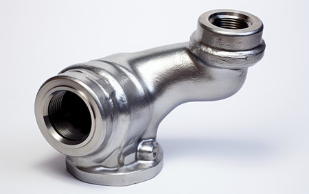 High-Pressure Elbow in New Silver on a Clear Backdropの素材