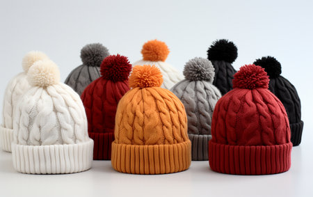Knitted Caps on a Blank Backgroundの素材