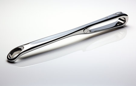 Silver Kitchen Tongs on a Clear Backgroundの素材